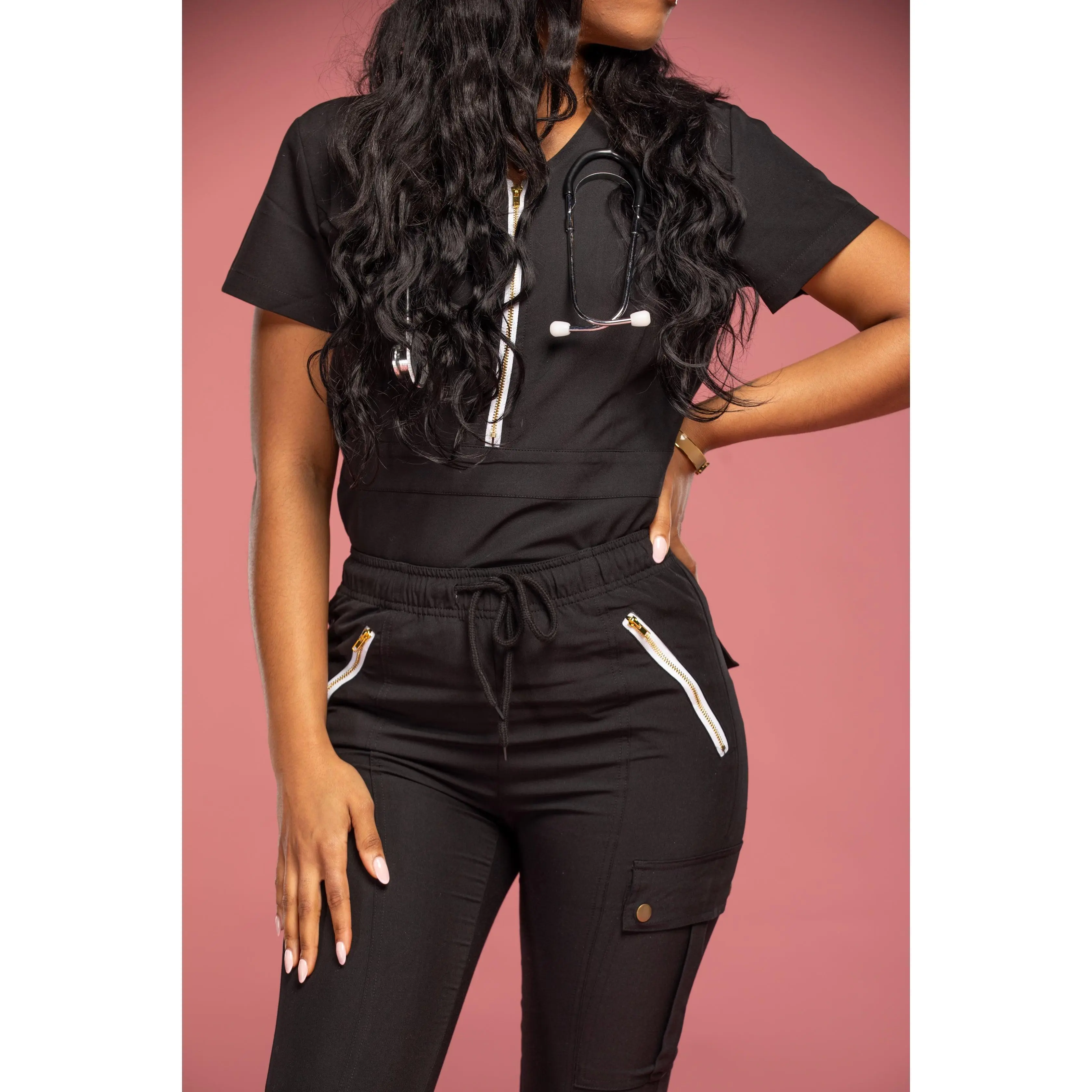 Heavenly: Black Scrub Top