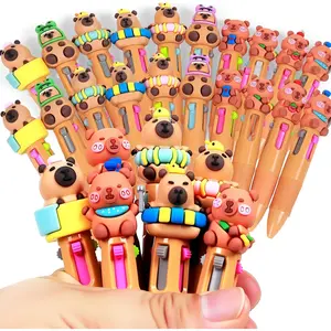 30 count Mini Multicolor Pens in  4-in-1 Cute Pens Bulk, Cute Capybara Pen for Birthdays and Parties, Cartoon Capybara Gel Ink Pens for Teachers School Office Party Favor Supplies