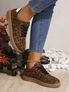 Four Seasons Women's Casual Sneakers, Walking Shoes, comfortable and stylish footwear, perfect for casual outfits, durable design, leopard print upper leading fashion trends, an ideal gift choice, Rubber Trainer