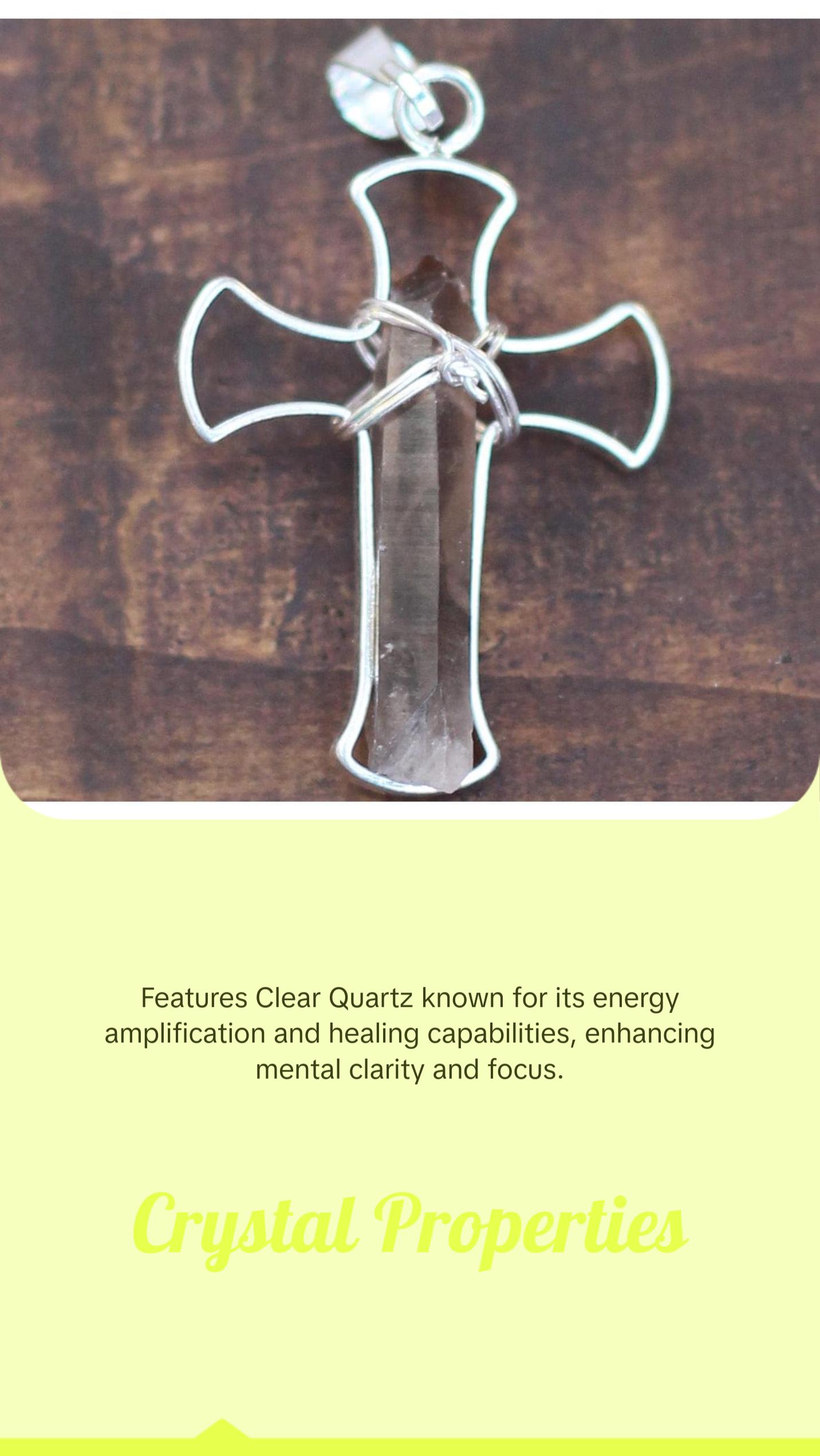 Metal Cross with Selenite, Black Tourmaline, Clear Quartz, Smoky Quartz, Kyanite, Cross for Church, Crystal Cross for Church