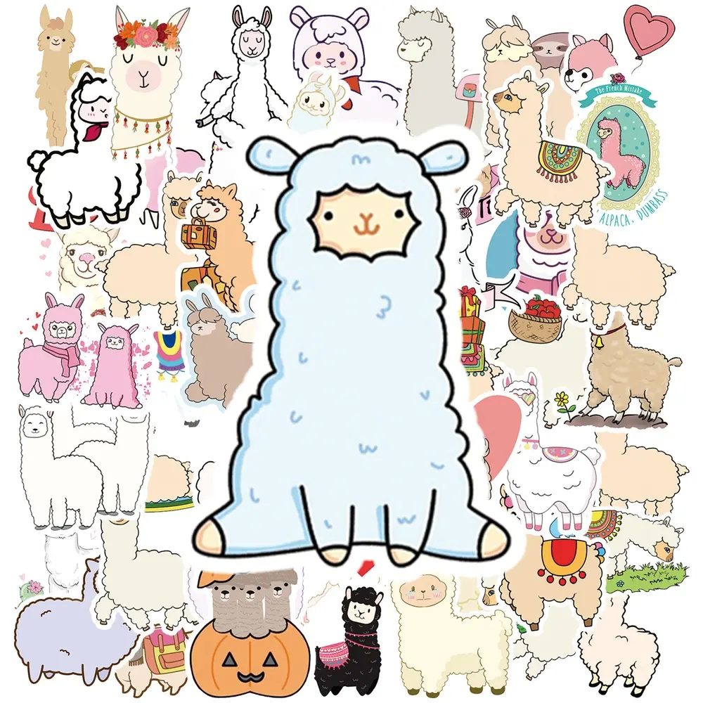 50Pcs Cute Alpaca Llama Stickers, Cartoon Farm Animal Vinyl Decals, Aesthetic Waterproof Sticker Pack, Lovely Alpaca Pattern Stickers for Car Window, Water Bottle, Laptop, Skateboard, Gifts for Teens Animal Lovers #AlpacaStickers #LlamaStickers