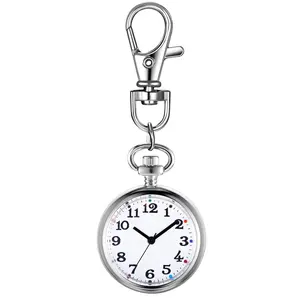 OIDEA Carabiner Clip Watch with Clean Arabic Numeral Dial, Keychain & Backpack Clip, Silver Alloy, 4 Styles, Unisex