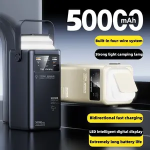 New Bestseller 50000mah Bidirectional Super Fast Charge Outdoor Portable Durable Power Bank, Five Modes LED Camping Light, Six Charging Ports