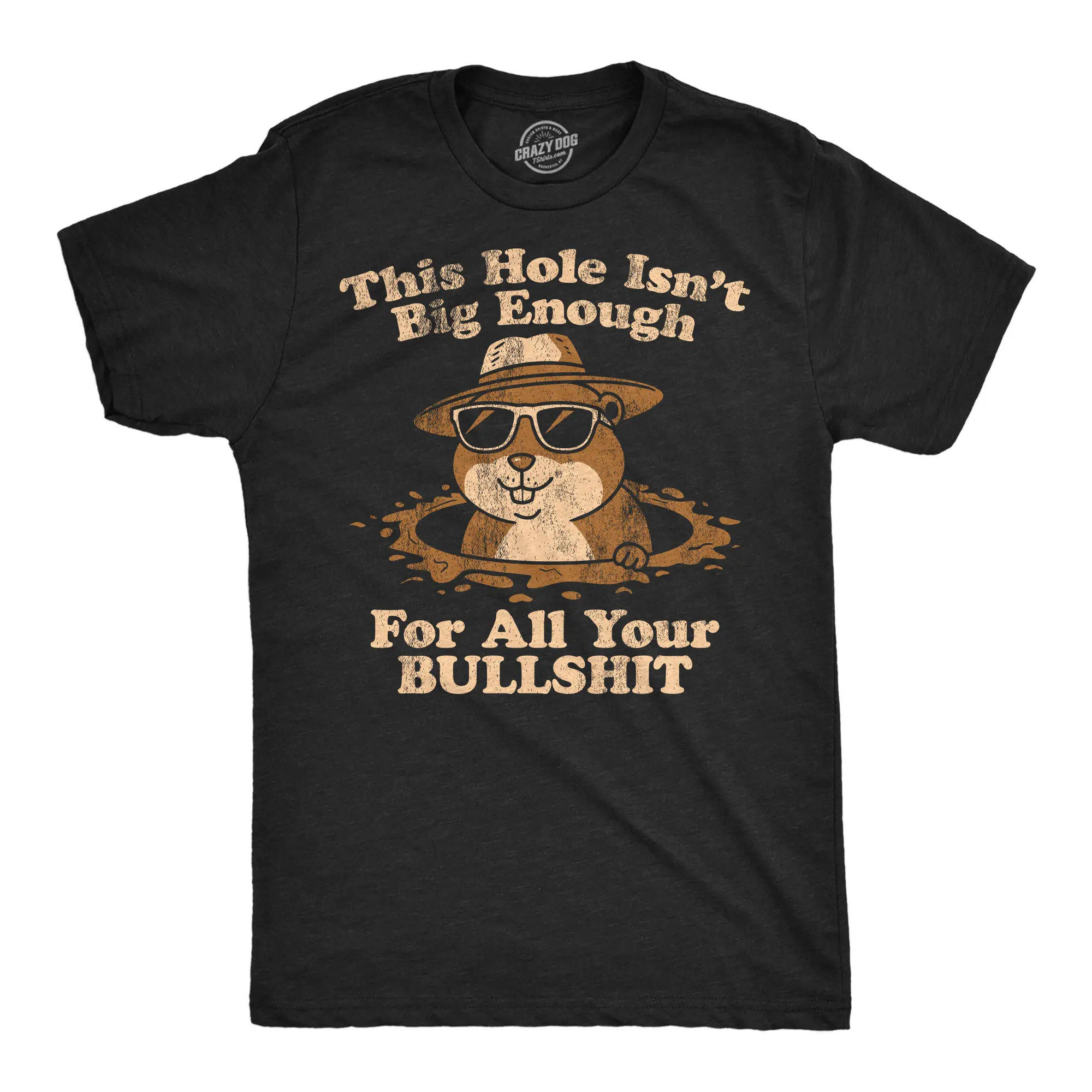Mens Funny T Shirts This Hole Isnt Big Enough for All Your Bullshit Sarcastic Groundhog Graphic Novelty Tees for Men Mens Funny T Shirts Cool Vintage Fashion T-Shirt Gift Classic Menswear offensive Apparel for Black -