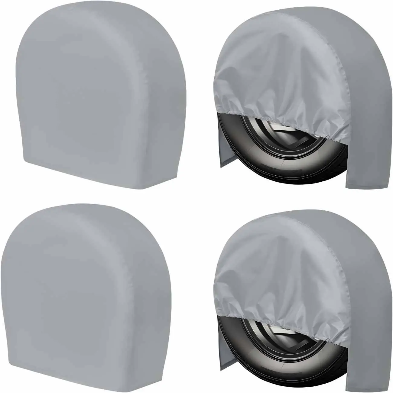 RV Tire Covers Set of 4, Wheel Cover Kit, UV Resistant Trailer Wheel Covers, Universal Tire Protector for 24-26 Inch Tires, Camper, Suv, Jeep, Truck, Trailer, Tire Covers For Trailers