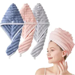 Microfiber Ultra Absorbent Hair Towel Set 3/6 Pcs Family Value Pack, Anti-Frizz No-Slip Snap Closure Quick Dry Towel for All Hair Types