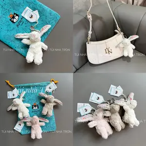 White Bunny - Soft and Mini-Sized Stuffed Keychain, Cute Funny Animal Food Plushie, Fun Gift Idea for Kids, Birthdays, and Collectors, Keychain Toy