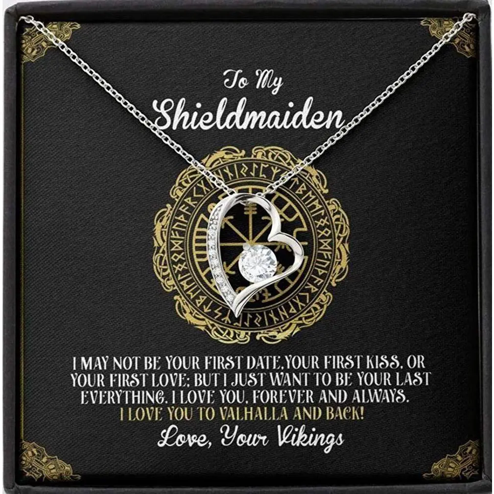 Girlfriend Necklace, Future Wife Necklace, Wife Necklace, To My Shieldmaiden Necklace Gift – Love You To Valhalla And Back Vikings Style Wife Future Wife Girlfrend
