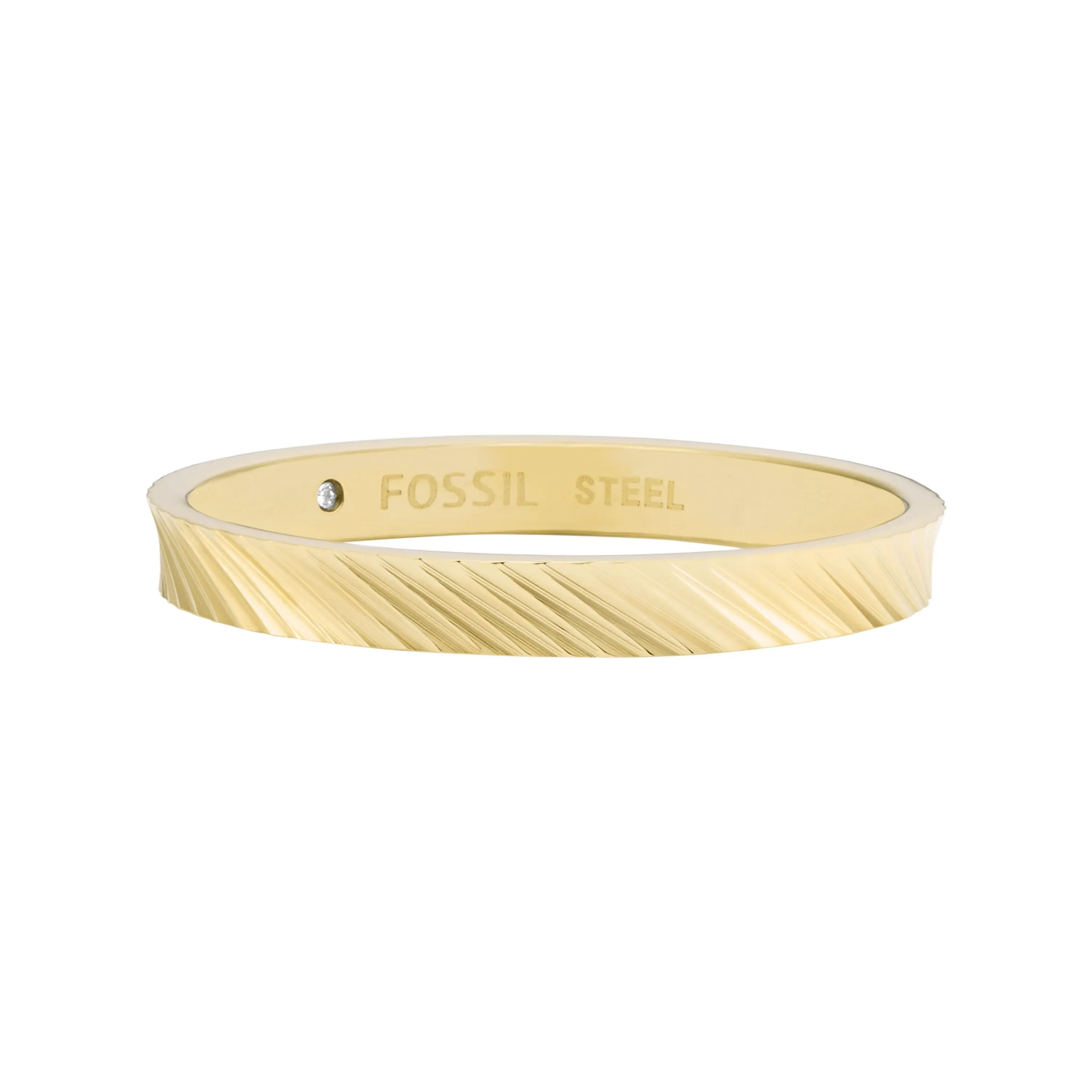 Fossil Women's Harlow Linear Texture Gold-Tone Stainless Steel Band Ring Fossil Women's Harlow Linear Texture Gold-Tone Stainless Steel Band Ring