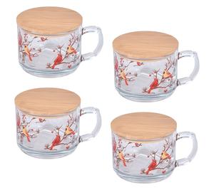 Temp-tations Seasonal Set of (4) 16-oz Glass Mugs with Lids