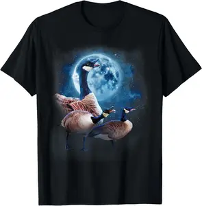 100% Cotton Canadian Goose Shirt - Howling at the Moon Silly Goose T-Shirt