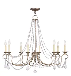 8 Light Antique Silver Leaf Chandelier with Steel base material
