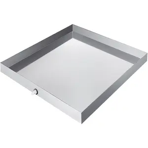 VEVOR 32 x 30 x 2.5 Inch Washing Machine Pan 18 GA Thickness 304 Stainless Steel Heavy Duty Compact Washer Drip Tray with Drain Hole & Hose AdapterSummervibes