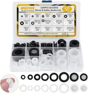 Rubber & Silicone Gasket Washers Kit - 135 PCS, 16 Sizes, Garden Hose Washer with Screen Filter for Seals Repair & Shower Hose Faucet Shower Head