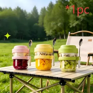 1Pc 400-500ml/13oz-16oz Overnight Oat Jar with Spoon and Lid, Sealed Oat Container Breakfast Cup, Mason Jar Milk Cup, Perfect for any office, restaurant, dorm room or home use