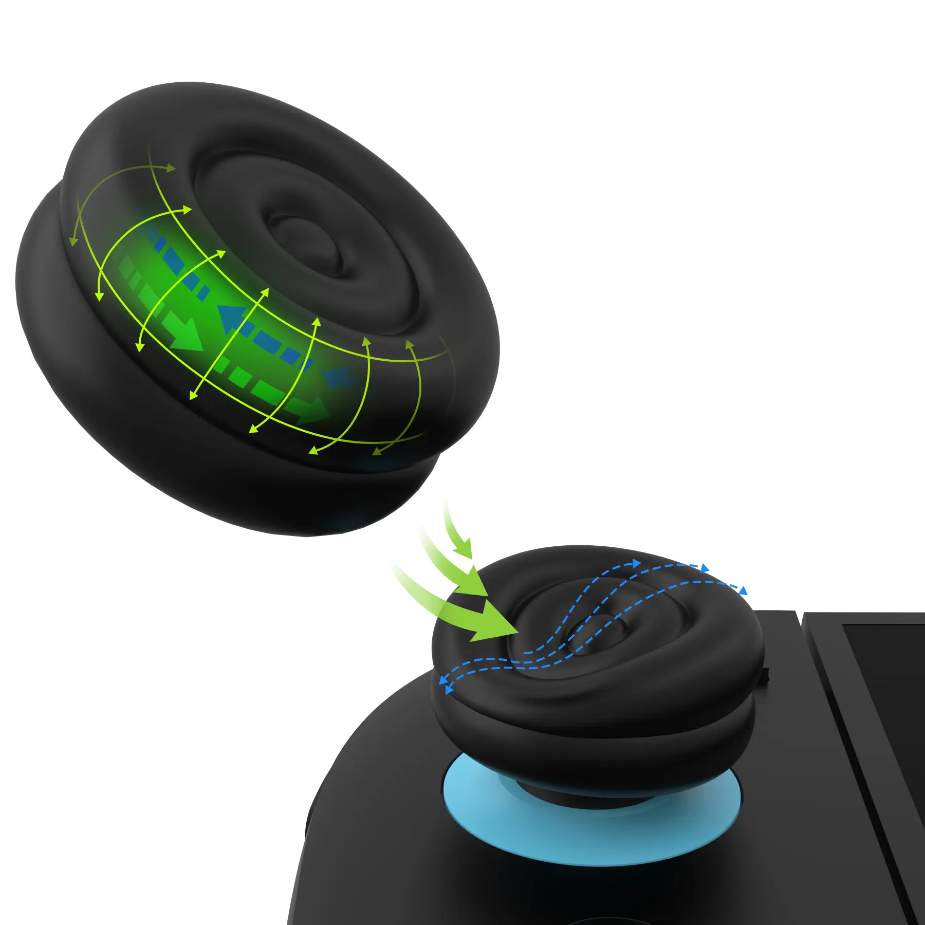 PlayVital Air Cushion Thumbs Cushion Grips Caps Thumb Grips for Nintendo Switch 2 (2025), Joystick Caps for Nintendo Switch 2 Joycon - Black