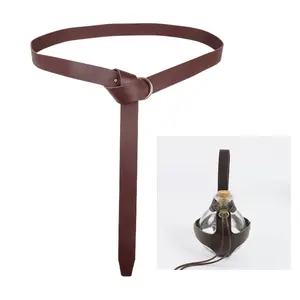 2Pcs Dark Witch Magic Bottle Belt Set, Retro Brown PU Leather Potion Bottle Waist Belt, Adjustable Design, Ideal for Outdoor Camping & Magic-Themed Outfits, Perfect Halloween Cosplay Atmosphere Accessory Set