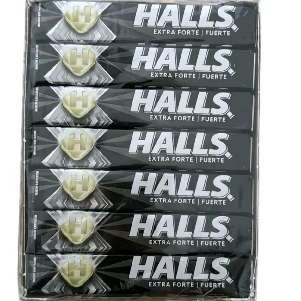 Halls Black Extra Strength Flavor Mexican Candy 12 Pack - Soothing Mint Experience for Throat Relief and Sinus Clearing - Bonbon, Snack squashies