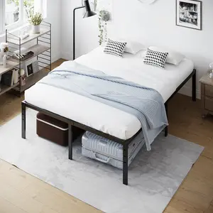 VINGLI Twin/Full/Queen/King Size Bed Frame 12/14/16/18 Inch Platform Bed Metal Mattress Foundation,Heavy Duty Steel Slat Support,No Box Spring Needed