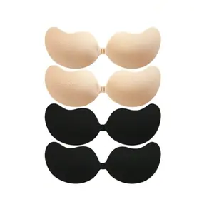 4 Pairs Of Stick-On Bras, Push-Up Bras, Invisible Strapless Bras, Breathable And Skin-Friendly Women's Sticky Bras, Reusable Backless Bras For Women's Bras And Bra Accessories (Fabric Upgrade)