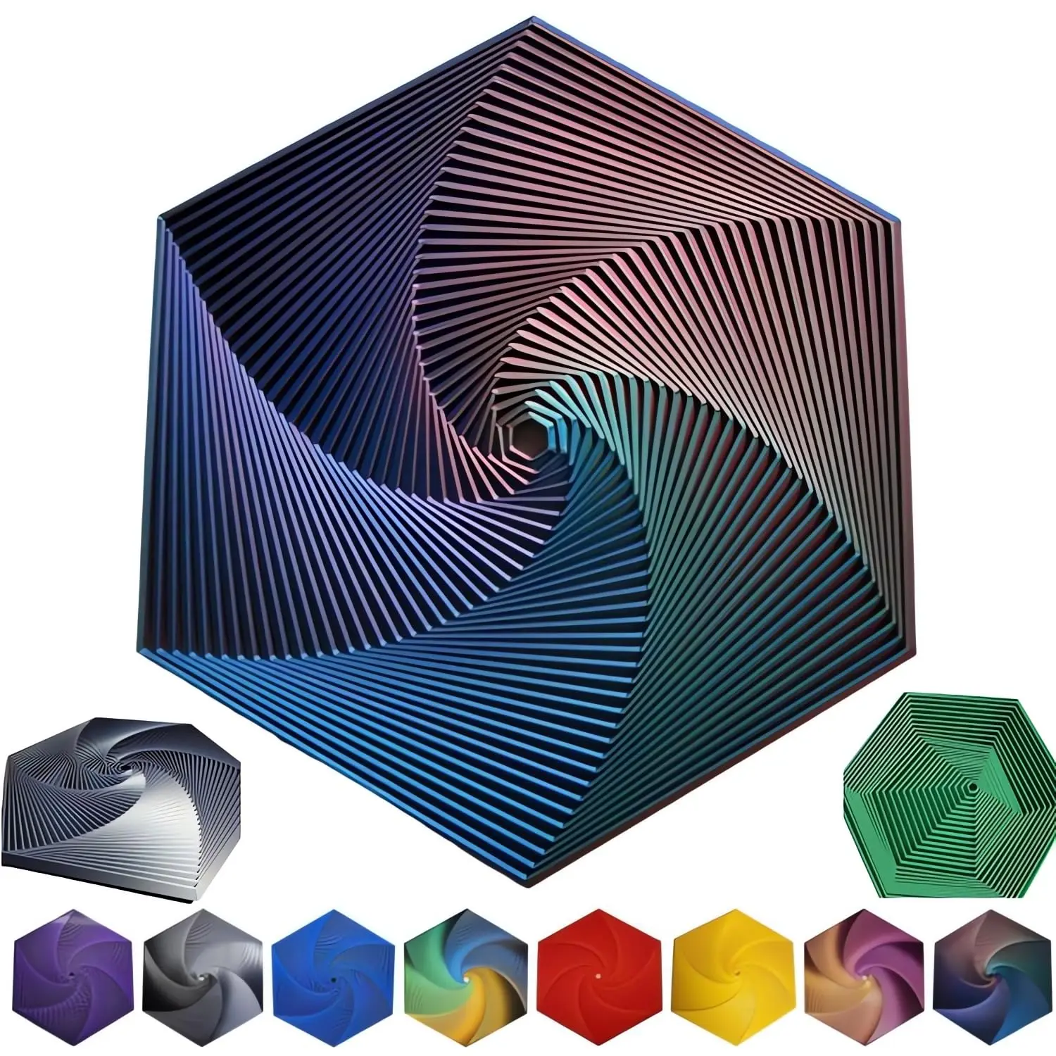 2024 Fractal Fidget Hexagon: 2x 3D-printed stress toy. Colorful cubes for adults, autism, sensory needs. Mindful meditation, portable, high-quality