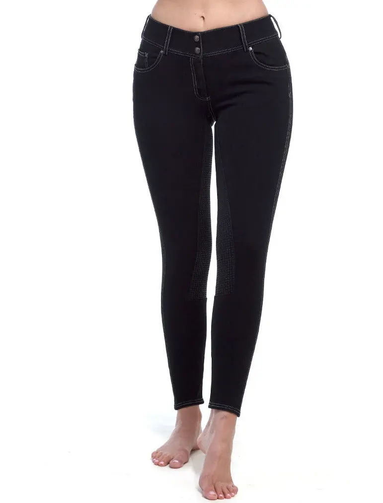 Vogue Jean - Full Seat, Mid Rise (Black & Burgundy Denim)