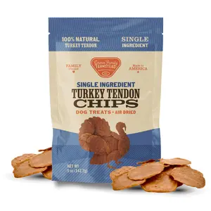 Gaines Family Farmstead Turkey Tendon Chips for Dogs - Crunchy Single Ingredient Dog Treats, 100% Real Turkey, No Additives or Preservatives