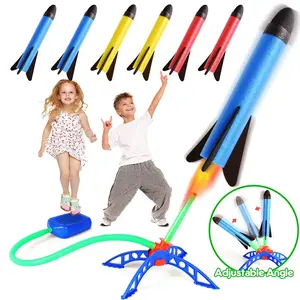 Kids Foot Launch Rocket Set, LED Light Up Launch Rocket Stomp Mechanism Outdoor Flying Toy, Unisex Outdoor Toys for Boys Girls, New Year Christmas Gift