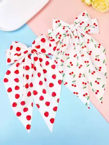 Ladies' cute bow hair clip, cute cherry, strawberry fruit hair clip, sweet bow hair clip suitable for afternoon tea, parties, New Year gifts, sweet dates, daily casual hair accessories