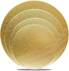 4 Pack Gold Cake Boards Round Cake Circles 6, 8, 10, 12 Inch Cake Base Cardboard, 1 of Each Size Set for Baking Cake, Wedding Birthday Cake, Dessert, Cake, Pizza Decorating and Exhibition