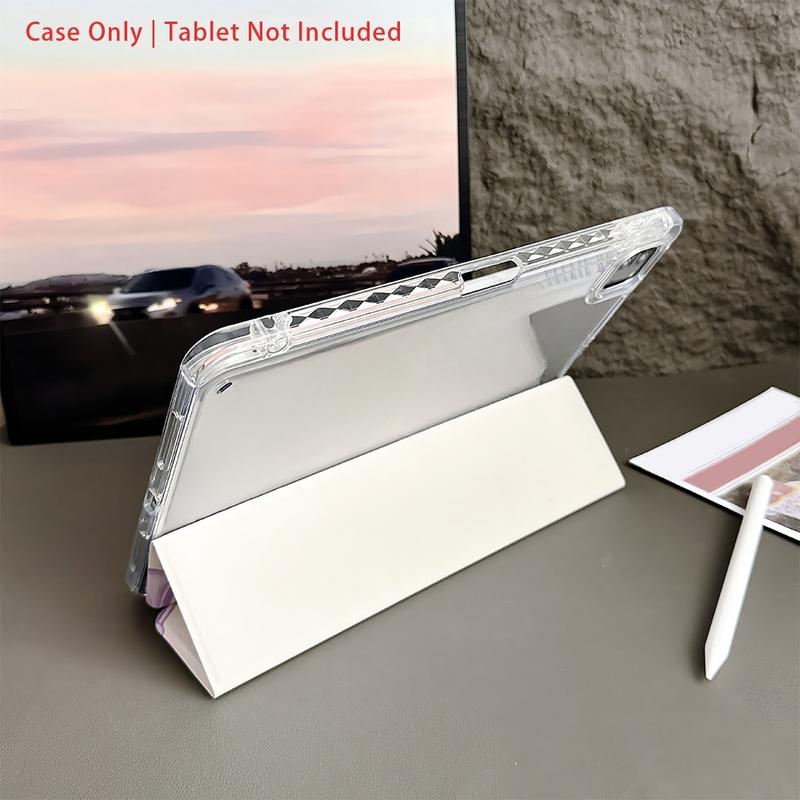 Purple bow pattern, with adjustable bracket and pen slot, foldable non-slip TPU protective case, suitable for iPad mini, iPad Air, iPad Pro/iPad 10th generation, 11th generation and other series iPad protective cases