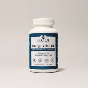 Salaam Nutritionals Halal Fish Oil Omega 3 Soft Gels 2000 mg with EPA and DHA 60 Count Heart Brain and Eye Support