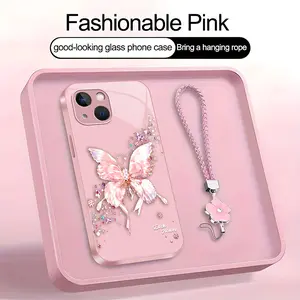 Suitable for [iPhone 15] Latest high-end phone case，free lanyard included,premium-look butterfly design,buy now and enjoy free shipping！YM99
