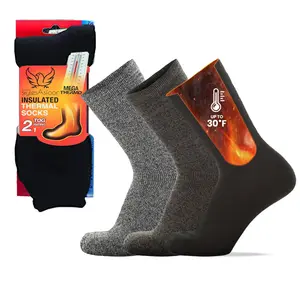 3 Pair Men Heated Merino Wool Socks Heavy Duty Thermal Insulated Socks For Work Boot Cotton Socks For Men Warm Winter Socks