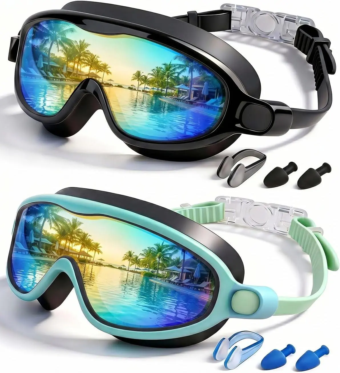 Kids Swim Goggles 2‑Pack – Anti‑Fog, UV Protection, No‑Leak Soft Silicone | Ages 3–14 Rantizon