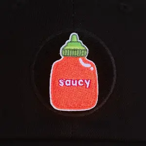 Saucy Hot Sauce Embroidered Hook-backed Patch