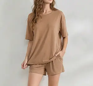 David Archy Couples Pajamas Set, Matching Short Sleeve Sleepwear, Soft Breathable Lounge Set for Home, Vacation, Holiday Gift for Couples