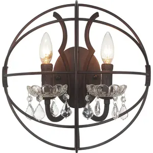 CWI Lighting Campechia 2 Light 14 inch Brown Wall Light 5465W14DB-2