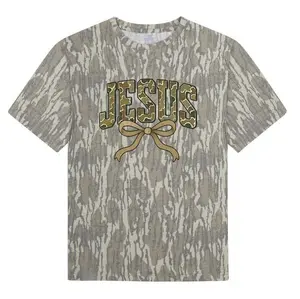 Mossy Oak Bottomland Vintage Jesus Bow Camo T-Shirt, Faith Hunting Graphic Tee, Christian Outdoor Style, Casual Streetwear Outfit, Gift Idea