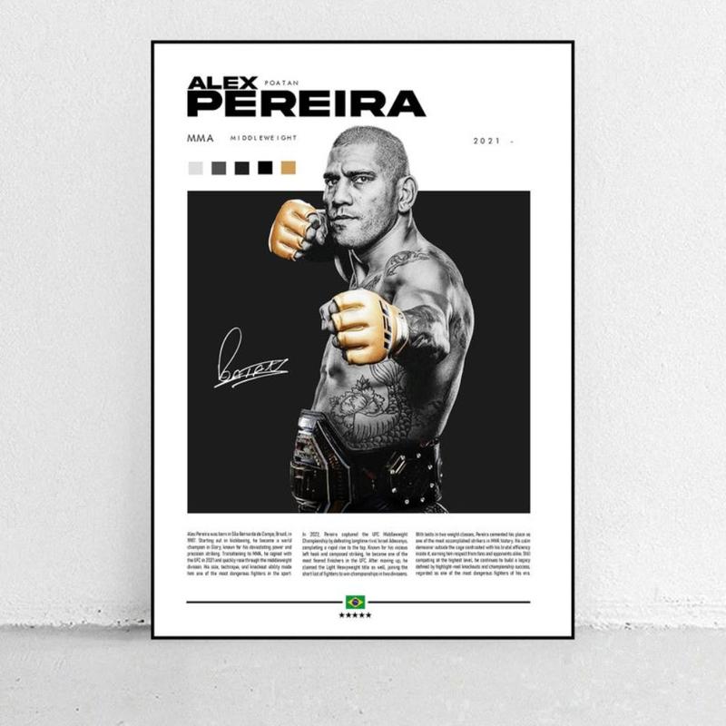 UFC Legends Poster Set: Dustin Poirier, Islam Makhachev, Tom Aspinall, Charles Oliveira, Ilia Topria, Alex Pereira