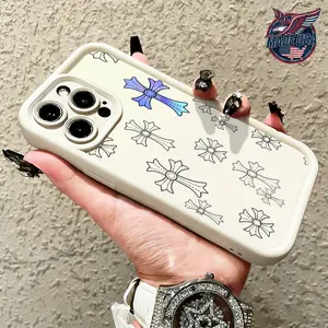 Cool Gothic Cross Pattern Y2K Streetwear Aesthetic Case for iPhone 17 16 15 14 Pro Max 13 12 11 XR XS Plus Air Slim Shockproof TPU Cover phone case promax design