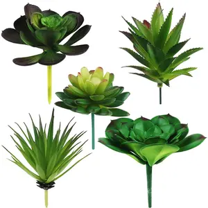 5 Pcs Faux Succulents Set,Realistic Large Fake Succulents,Artificial Hanging Ornaments Fleshed Plant Textured for Home Garden Wedding Party Decoration (Green)