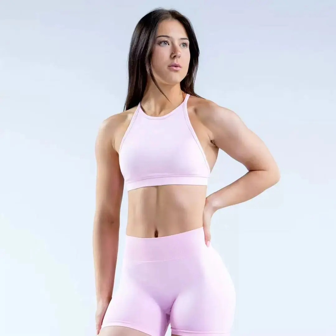 DFYNE Padded Backless Bra and Shorts Set - Multiple Colors Available - Sports, Yoga, Fitness, and Leisure Two-Piece Set