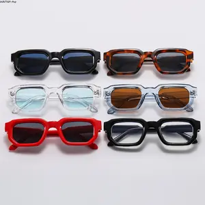 6 Pack Retro Rectangle Sunglasses for Women Men, Trendy Y2K Chunky Frame, UV400 Protection, Multi-Color Bulk Set for Everyday Wear, Beach, Party & Street Style