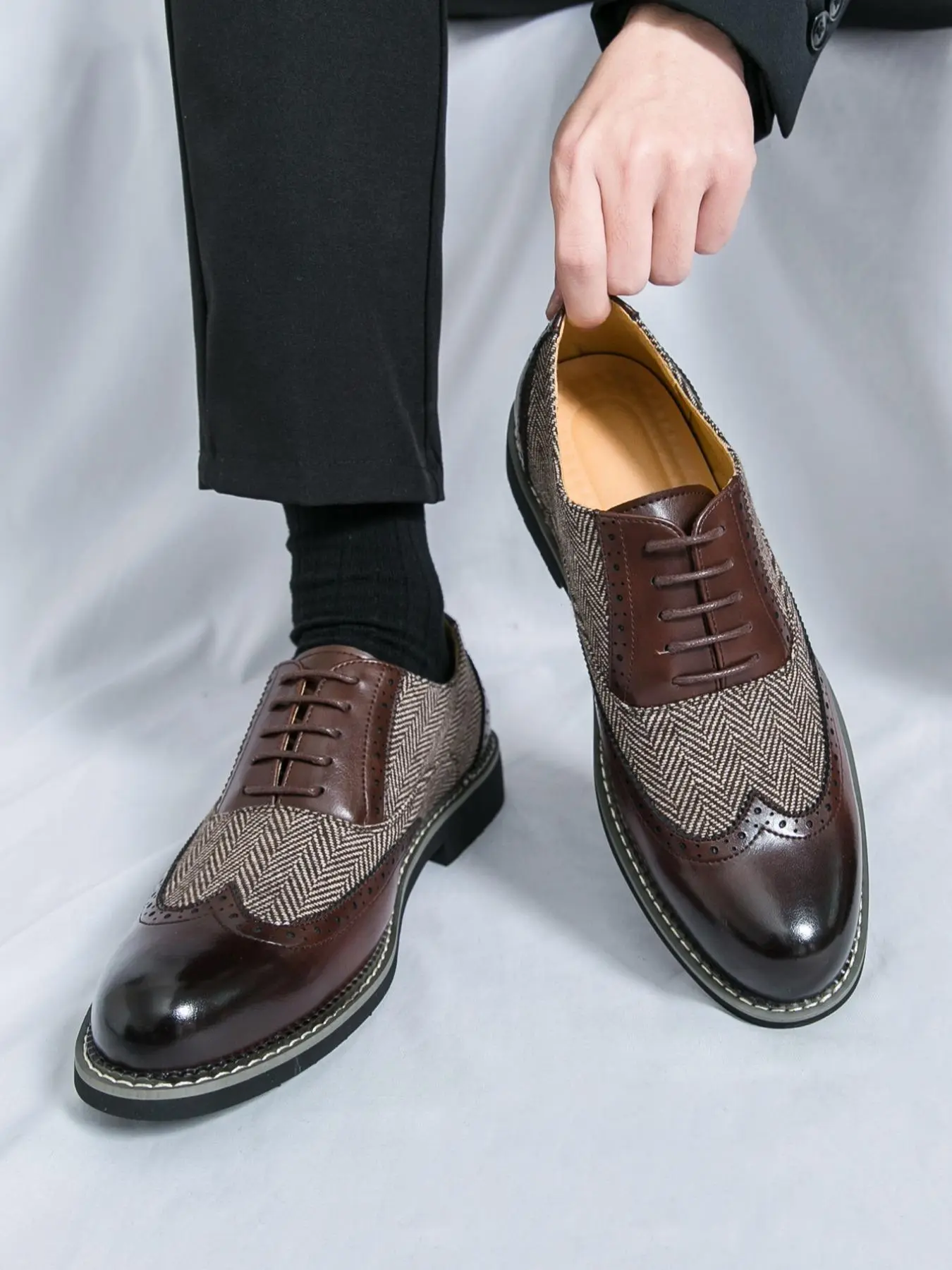 Men's Fashionable Patchwork Design Lace Up Dress Shoes, British Fashion  Shoes, Casual Comfortable Business Style Shoes for Work Office, Male  All-match Shoes for Daily Wear, Boy - TikTok Shop