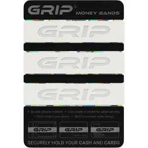 Grip Money Bands (Pack of 3) - GLOW IN THE DARK - Premium Silicone Band for Cash & Cards - Slim & Durable Design
