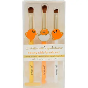 The Crème Shop Gudetama Sunny Side Brush Set – Ultra Soft Vegan Makeup Eye Brush Trio for Blending & Precision