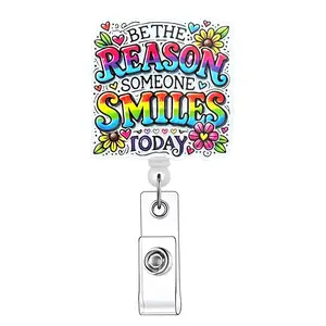 Letter & Flower Pattern Retractable Badge Reel, 1/3 Counts Acrylic ID Holder with Clip for Nurses, Doctors, Students & Office Staff, Identification Badges & Supplies