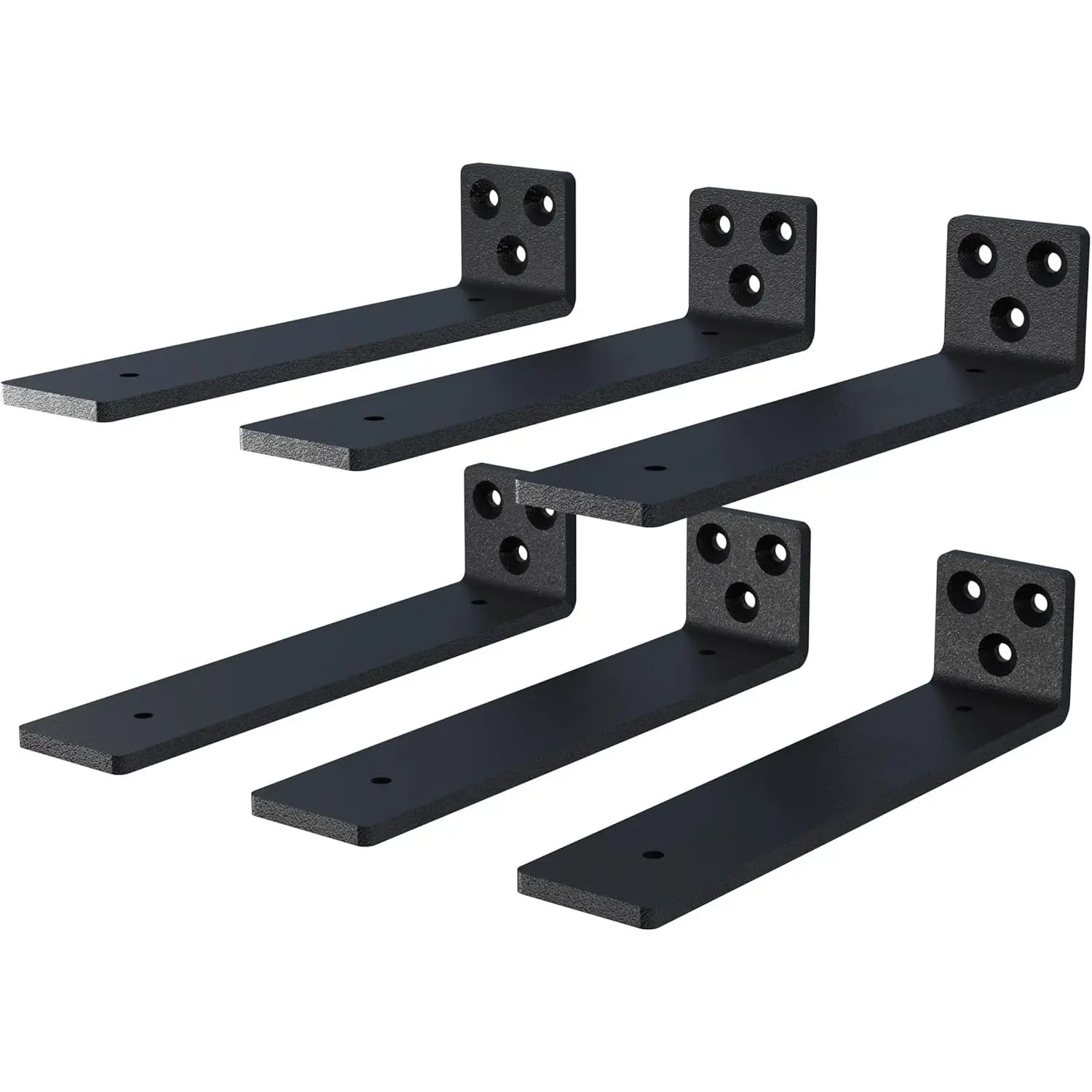 6-Inch Heavy Duty Hidden Mount Floating Shelf Brackets, Black Powder Coated Steel, 6-Pack (200 lbs Capacity) for Home Decor, Room Decor, Wall Display