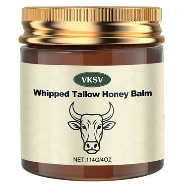 Whipped Grass-Fed Beef Tallow Honey Balm - 4oz Solid Handmade Body Moisturizer Single Jar for Adults, Boosts Moisture, Hydrate Moisture Nourishing Daily Care for Soft Smooth Skin, Mother's Day Gift